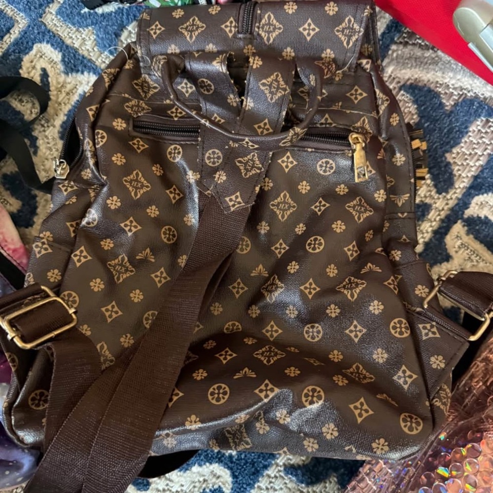 Brown Patterned Backpack